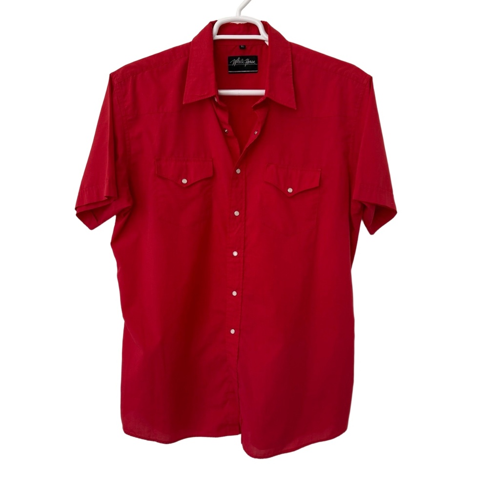 White Horse Shirt Mens‎ Extra Large Red Casual Western Pearl Button Collared